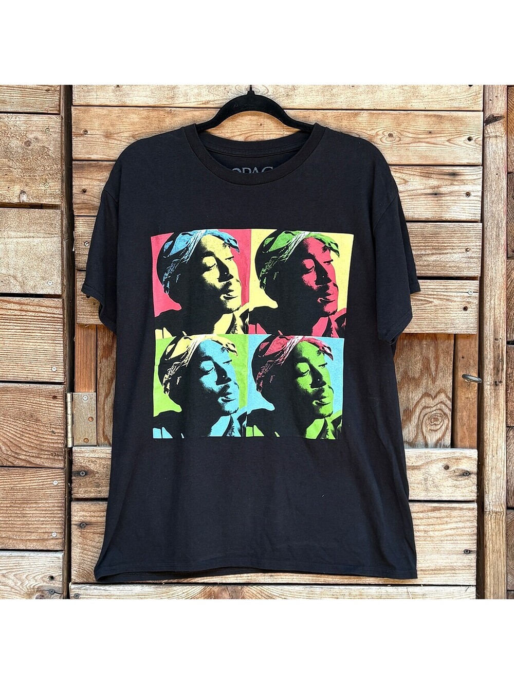 2PAC Graphic Black Cotton T-Shirt Size L